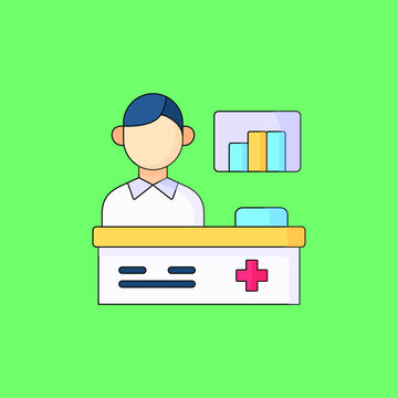 pharmacist illustration icon with background