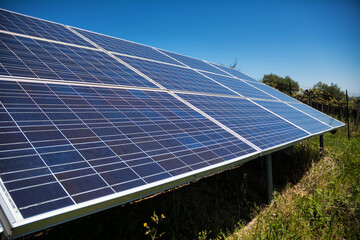 Detail of solar panel system in nature