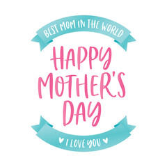 Handwritten Happy Mother's Day, Mother's Day Text, Parent Appreciation, Mother's Day Background, Best Mom Ever, Thank You Mom, Mom Greeting Card, Vector Illustration Background