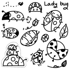cute​ doodle of lady bug vector set