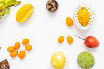 exotic fruit collection, exotic fruits on white background