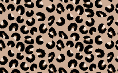 Abstract modern leopard seamless pattern. Animals trendy background. Beige and black decorative vector stock illustration for print, card, postcard, fabric, textile. Modern ornament of stylized skin