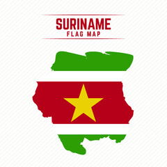 Flag Map of Suriname. Suriname Flag Map