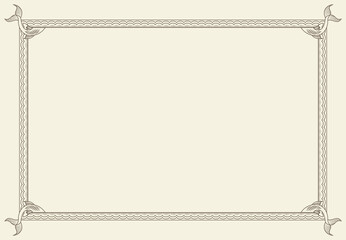 Old vintage frame. Retro floral rectangle. Decorative antique museum picture border or deco devider