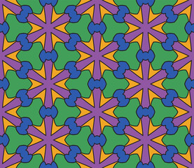 Abstract colorful doodle flower seamless pattern. Floral geometric background. Mosaic, tile of thin line ornament.