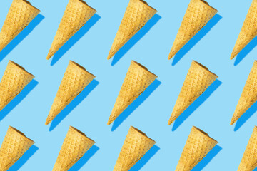 Creative food diet creative photo of empty waffle cones  background.