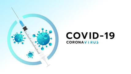 Vaccination concept Health care and protection on white background , vaccine and syringe injection, treatment to cure Covid 19 Coronavirus  , Vector illustration EPS 10