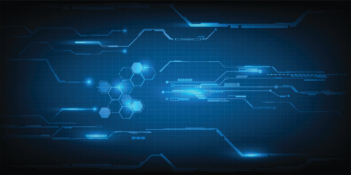 Hi tech digital architect grid line circuit dark blue technology background. Vector illustrations.