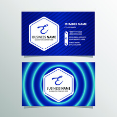 Beautiful Shiny Blue Business Card Template With Light Circles and Stripes