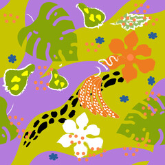 Naklejka premium Seamless pattern colorful tropical exotic.Vector illustration for textile,paper, wallpaper