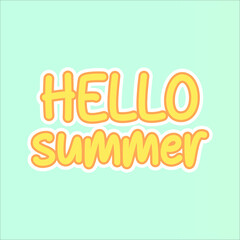 Written words Hello Summer with light blue theme