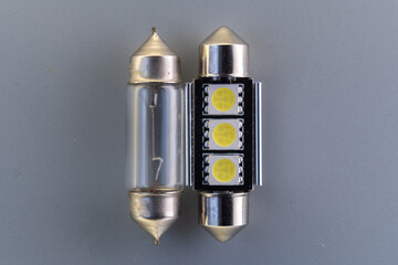 Conventional tungsten halogen bulb with light emitting diode, accessories and components for...