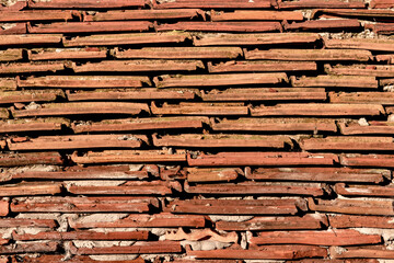 Background of old clay roof tiles.