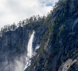Fototapeta na wymiar A wild waterfall somewhere in a Scandinavian forest, Norway