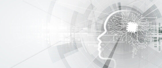 Fototapeta premium Abstract Artificial intelligence. Cloud computing. Machine learning. Technology web background. Virtual concept