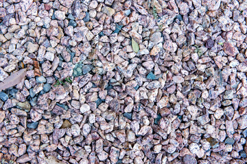 Crushed stones background. Top view.