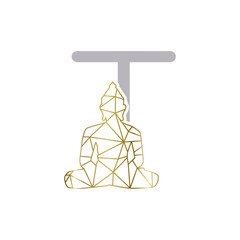 BUDDHA letter T, vector graphic design element