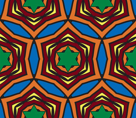 Abstract colorful doodle flower seamless pattern. Floral geometric background. Mosaic, tile of thin line ornament.