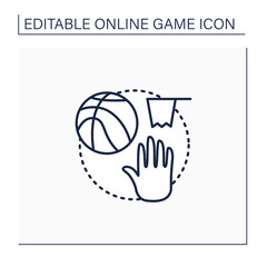 Team sports game line icon. Playing games with friends online. Basketball interactive game. Competition between players.Online game concept. Isolated vector illustration.Editable stroke
