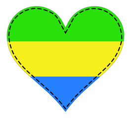 Heart in patchwork technique Flag of Gabon