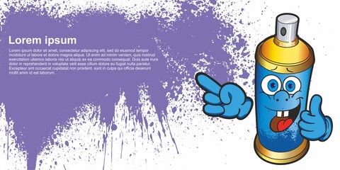Graffiti spray. Spray paint with a human face. Spray Cartoon.