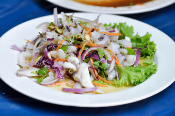 spicy salad or spicy squid salad, Thai spicy salad