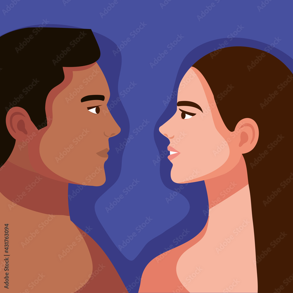 Sticker interracial couple shirtless