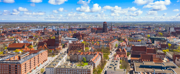 Aerial view of the old townf in Gdansk. Poland