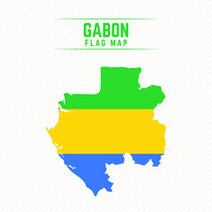 Flag Map of Gabon. Gabon Flag Map