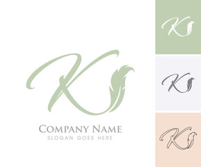 A Vector Illustration of Feather Monogram Initial Letter