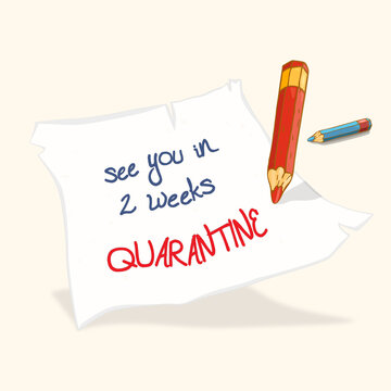 Coronavirus Covid-19 letterings on paper. Cartoon Vector Colorful in Illustrator
