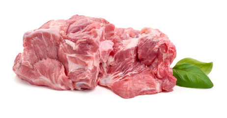 Raw pork meat, isolated on white background. High resolution image