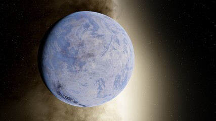 realistic exoplanet, cosmic art background