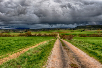 Fototapeta na wymiar landscape with road and clouds