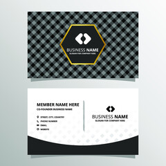 Elegant Minimal Black and White Business Card Template With Gingham Pattern