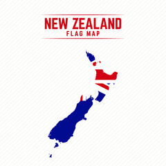 Flag Map of New Zealand. New Zealand Flag Map