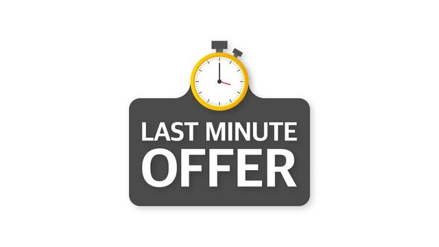 last minute offer with clock sign banner. Business commerce shopping concept. Motion graphics.