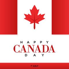 Fototapeta na wymiar Happy Canada day letter with red maple leaf