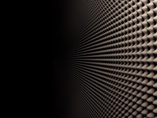 Background acoustic soundproof foam illuminated by warm light. 3d rendering