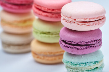 tasty macaroons on the white