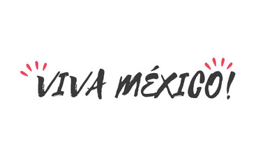 Viva Mexico, traditional mexican phrase, lettering vector illustration. Hand drawn style handwritten text.