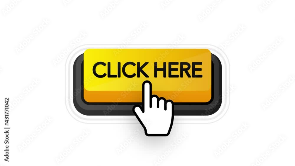 Poster icon with yellow click here 3d button on white background for web marketing design. flat deign. soci