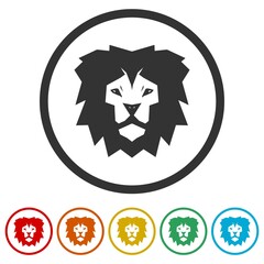 Isolated lion head as a symbol or sign color set