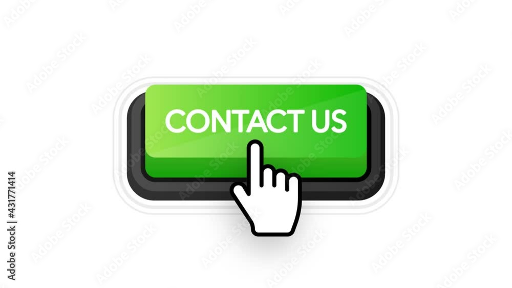 Aufkleber icon with green contact us 3d button on white background for web marketing design. flat deign. socia