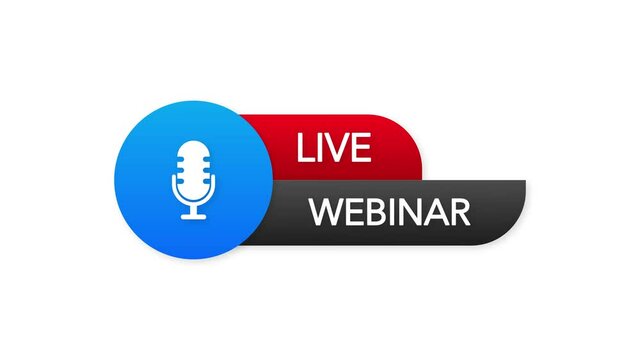 Free webinar banner in flat style on white background. Play video. Web media. Motion graphics.