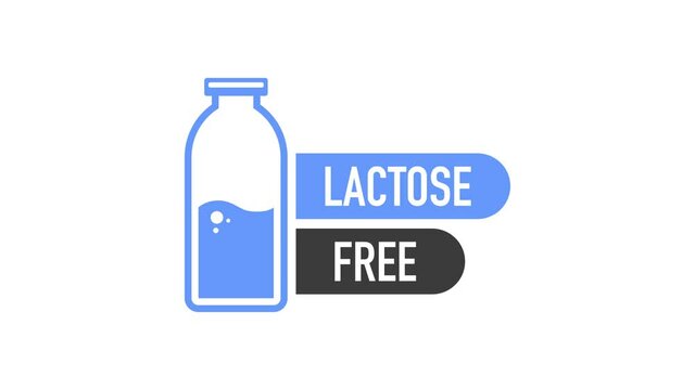 Flat icon with lactose gluten gmo sugar free. Organic signs. Motion graphics.