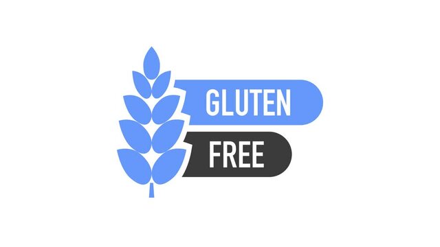 Flat icon with gluten free. Organic signs. Motion graphics.