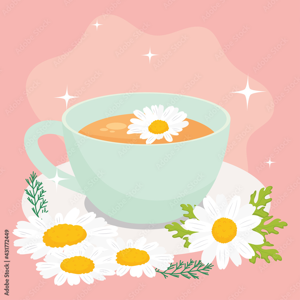 Poster chamomile tea cup