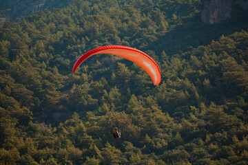 Paragliding in the Turkish mountains. Oludeniz