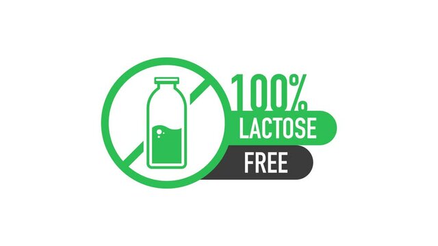 Flat icon with lactose gluten gmo sugar free. Organic signs. Motion graphics.